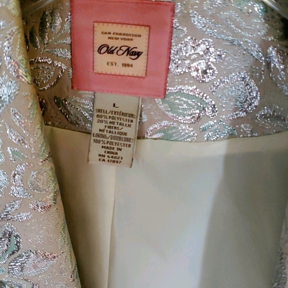 Lime Green/Silver Floral Metallic Blazer